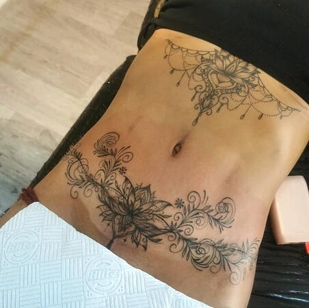 Freehand Scar Cover Up Tattoo