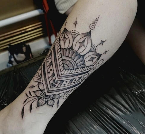 Mandala Free Hand Ankle Tattoo
